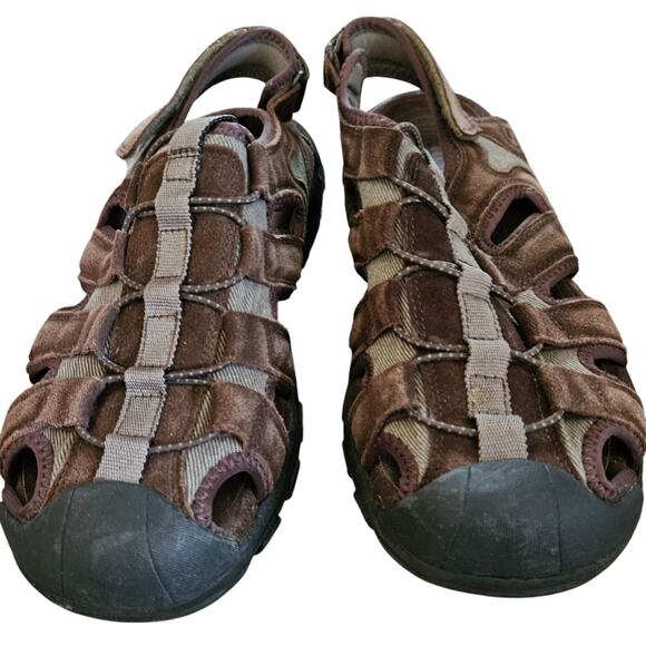 Men's Size 10 - Skechers Brown Leather Outdoor - Fisherman Sandal Shoes - Picture 10 of 11